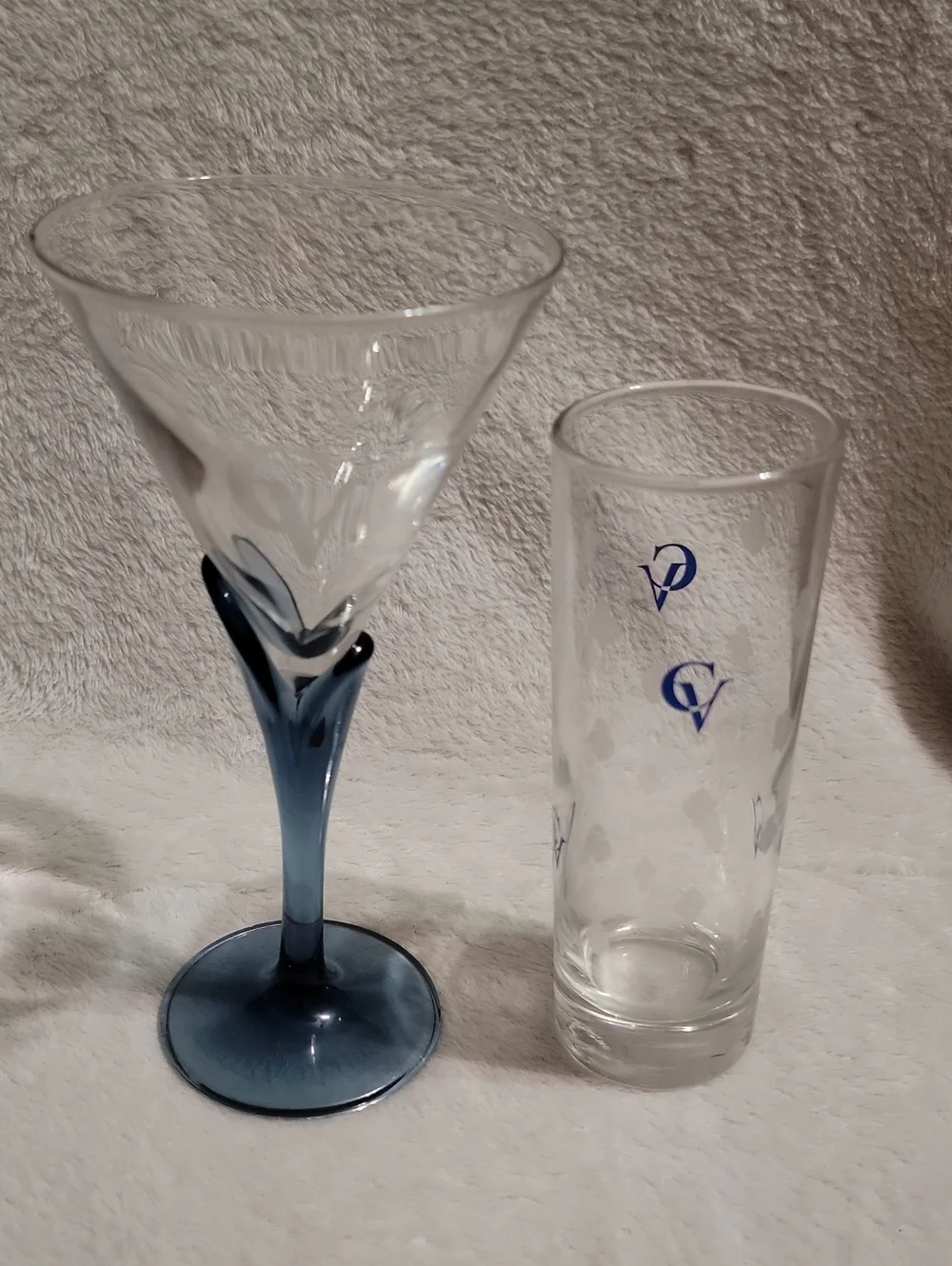 Luigi Bormioli Courvoisier martini glass and Courvoisier cognac Shot Glass